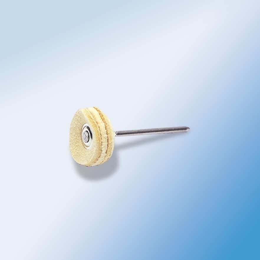 Polishing wheel small, leather, mounted